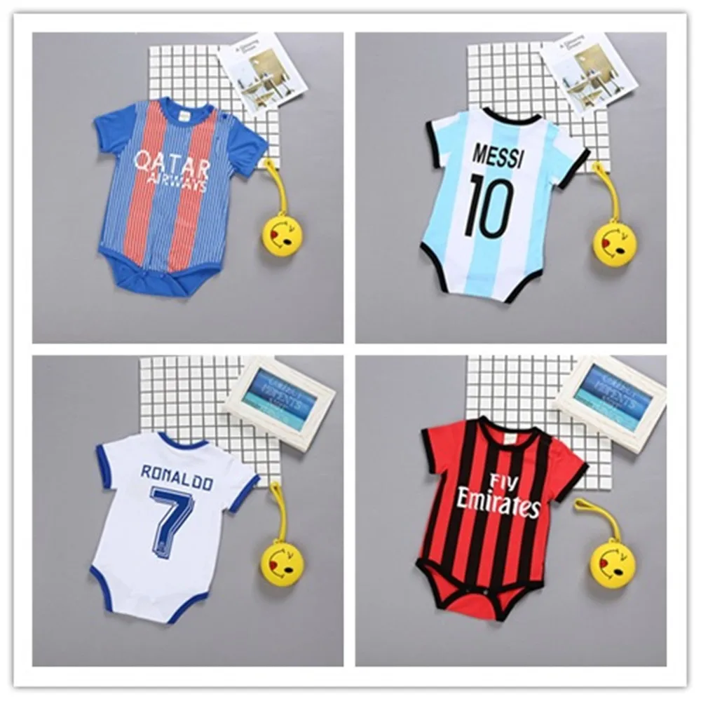 Летний для новорожденных Спортивный Футбольный Комбинезон маленьких мальчиков