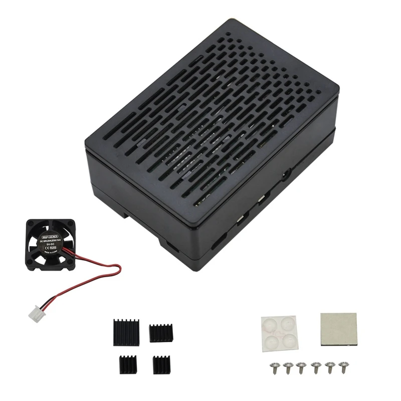 

For Raspberry Pi 4B Protective ABS Case with Cooling Fan Aluminum HeatSink Support Display Screen for Raspberry Pi 4 Model B