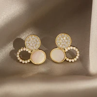 round crystal stud earring for women geometric brincos fashion sweet mini gold color drip earrings korean jewelry wholesale