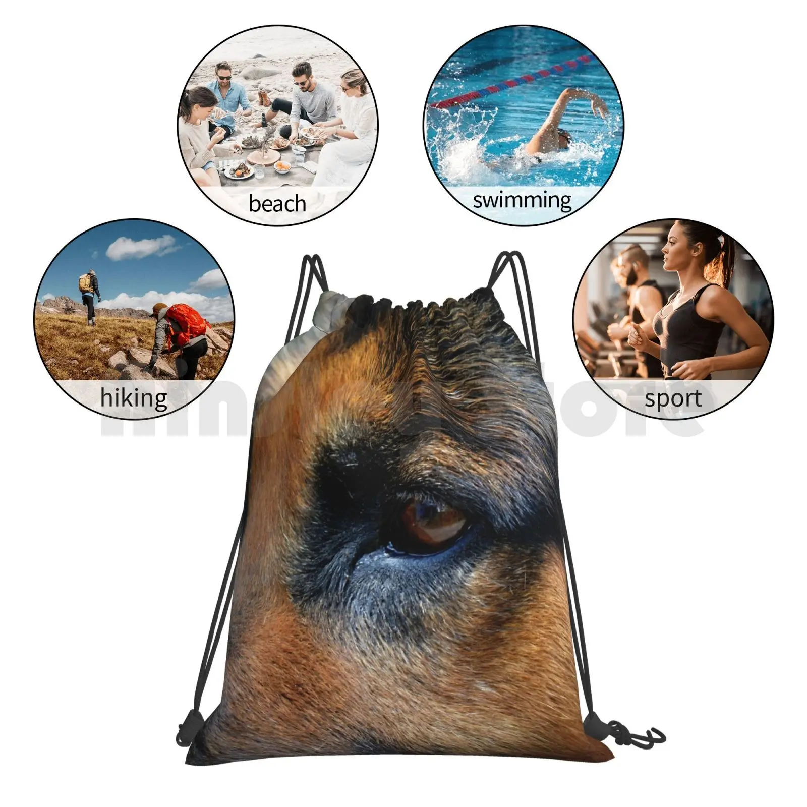 

German Shepard Backpack Drawstring Bags Gym Bag Waterproof German Shepard Dog Animal Canine