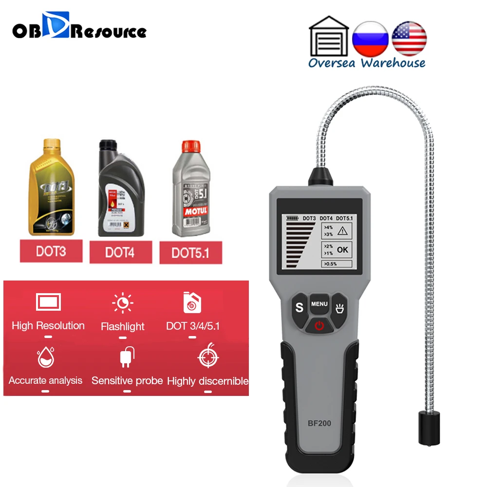 

Digital Brake Fluid Tester BF200 for DOT3 DOT4 DOT5.1 Water Content Detector LED Display Car Accessories Oil Quality Test Pen