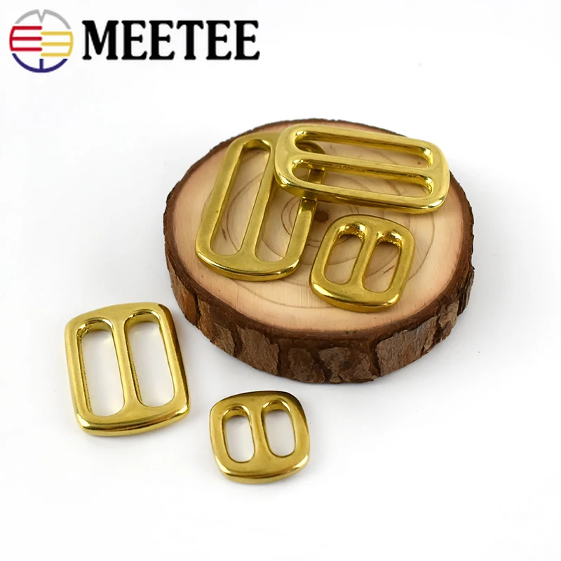 Meetee 4 шт. ID13mm-50mm чистый Медь Tri-скользящая Пряжка DIY сумка пряжки для регулировки