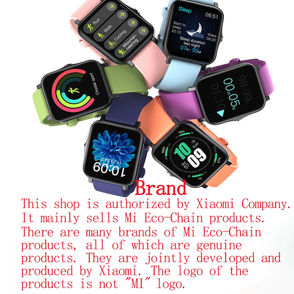 

Xiaom Mijia Smart Watch Sport Bluetooth Full Touch 1.7In Screen Blood Pressure Heart Rate Step Monitor Waterproof Smart Watch
