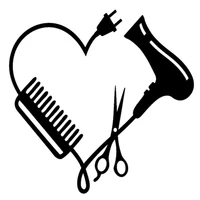 car sticker hair stylist heart comb scissors dry clothes pvc motorcycle car sticker 13 cm13cm
