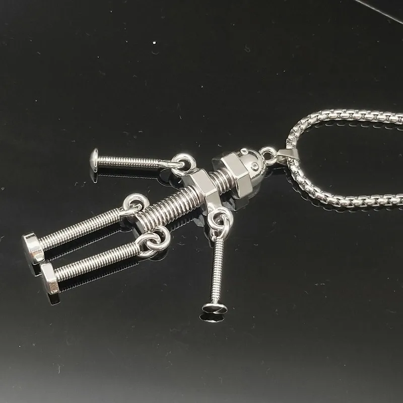 Мужское ожерелье трендовые винты в стиле хип хоп кулон робот прилив Студенческая