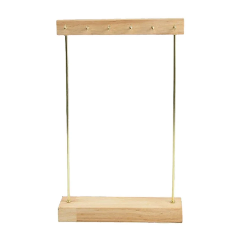 

Wooden Jewelry Organizer Holder Rack with Hooks Shelf Hanging Earrings Necklaces Bracelets Storage Accessories Light