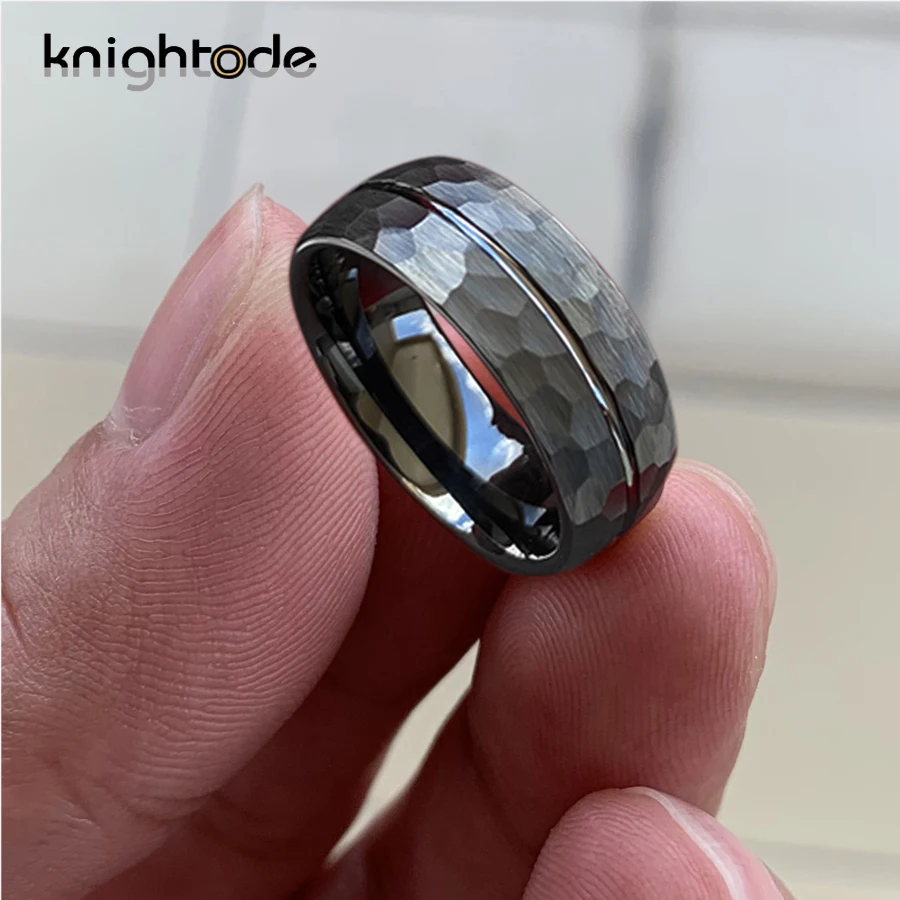 8 мм Для мужчин Вольфрам жемчужные кольца из белого золота мульти граненый