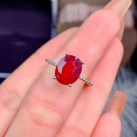 natural ruby ring large grain pigeon blood red luxury fashion ladies jewelry s925 sterling silver plated 18k gold engagement