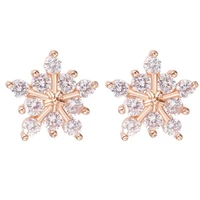 sweets bling snowflake stud earrings big flower zircon earring womens accessories jewelry gift to girlfriend