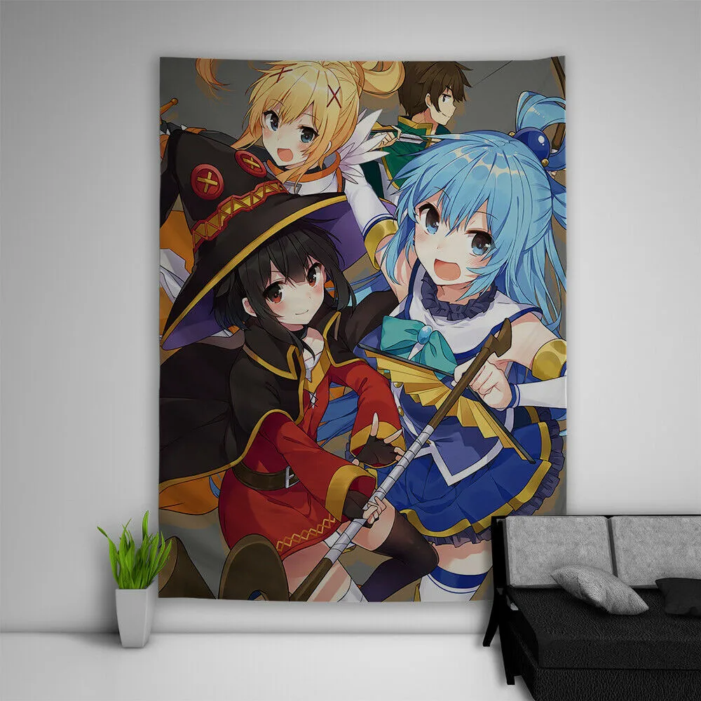 

Kawaii Room Decor Anime Kono Suba Megumin Tapestry Wall Decor Cartoon Darkness Yunyun Tapestry Aesthetic Decoration For Home