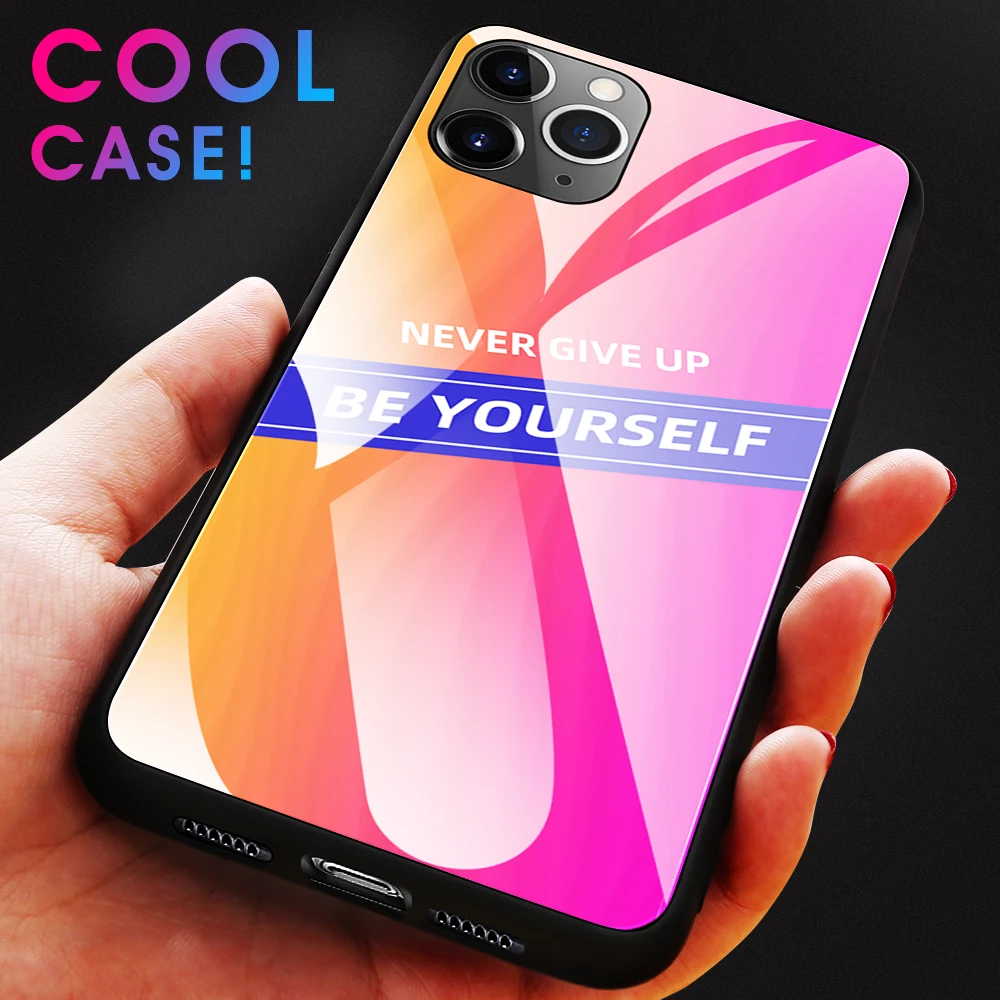 Цветные стеклянные чехлы для iPhone 11 Pro Max X XS XR цветной чехол из закаленного стекла 7