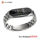 Ремешок для фитнес-браслета Xiaomi Mi Band 6, 5, 4, 3, нержавеющая сталь, браслет для Mi Bend 4, Miband 5, глобальная версия NFC