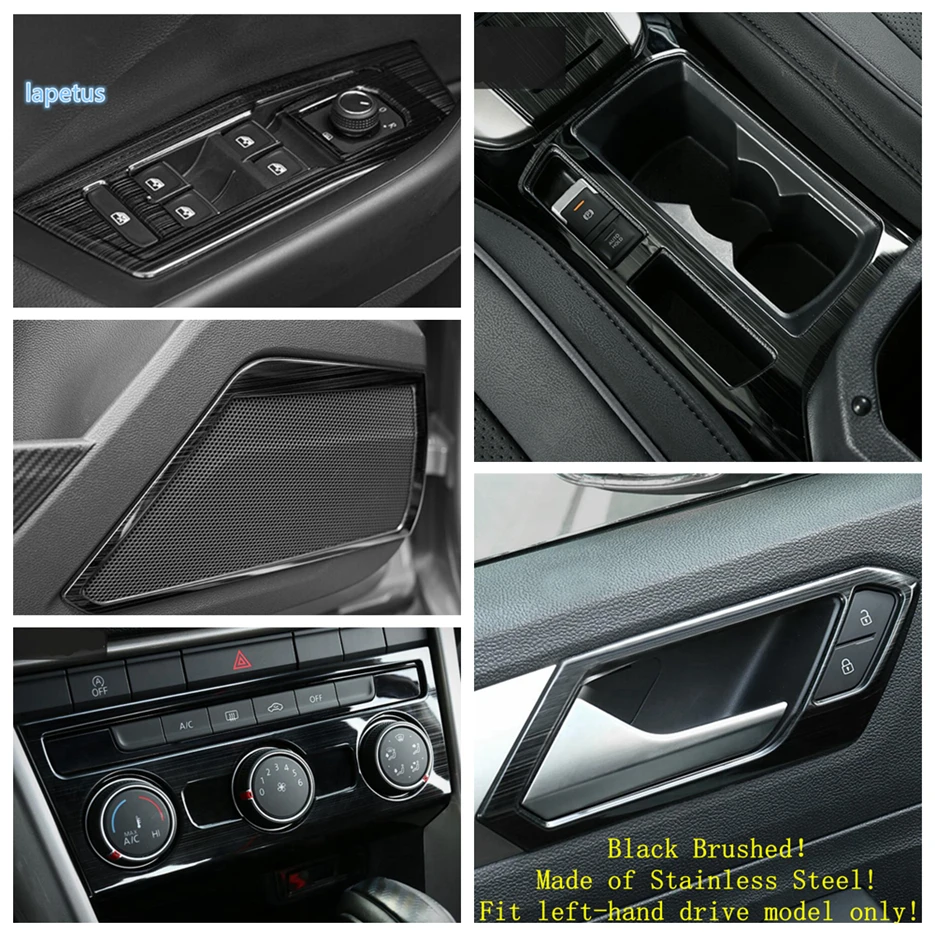 

Lapetus Black Brushed Interior Refit Kit Lift Button / Door Speaker / Door Bowl Cover Fit For Volkswagen T-Roc T Roc 2018 - 2021