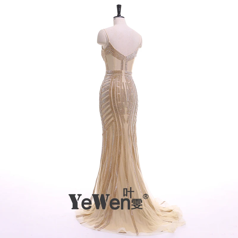 Золото Русалка Вечерние платья кристаллы 2016 В Средства ухода за кожей Шеи Для