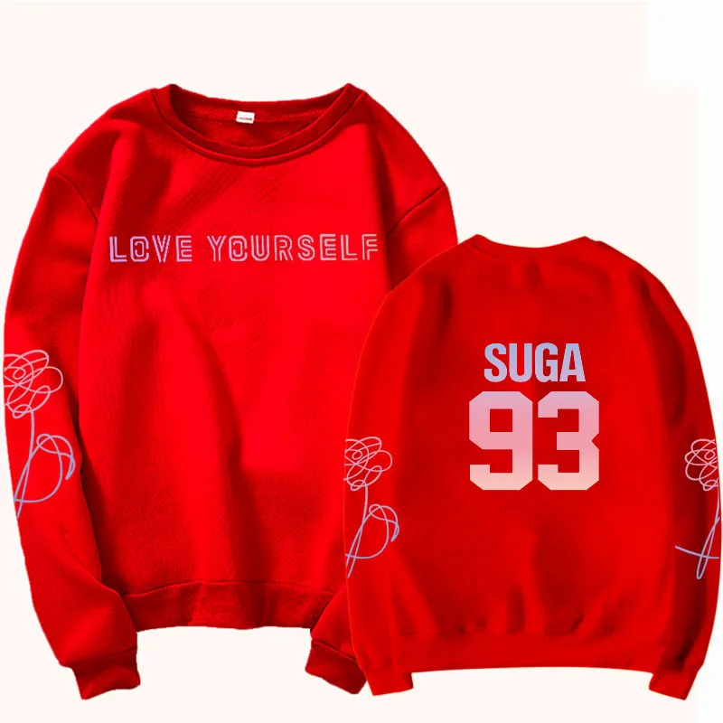 Sweatshirt red 93 Толстовка унисекс Jung Kook 97, толстовка kpop jung kook 97, толстовка love yourself, кофта K-POP, Толстовка XL для повседневной носки - Цвет: Sweatshirt red 93