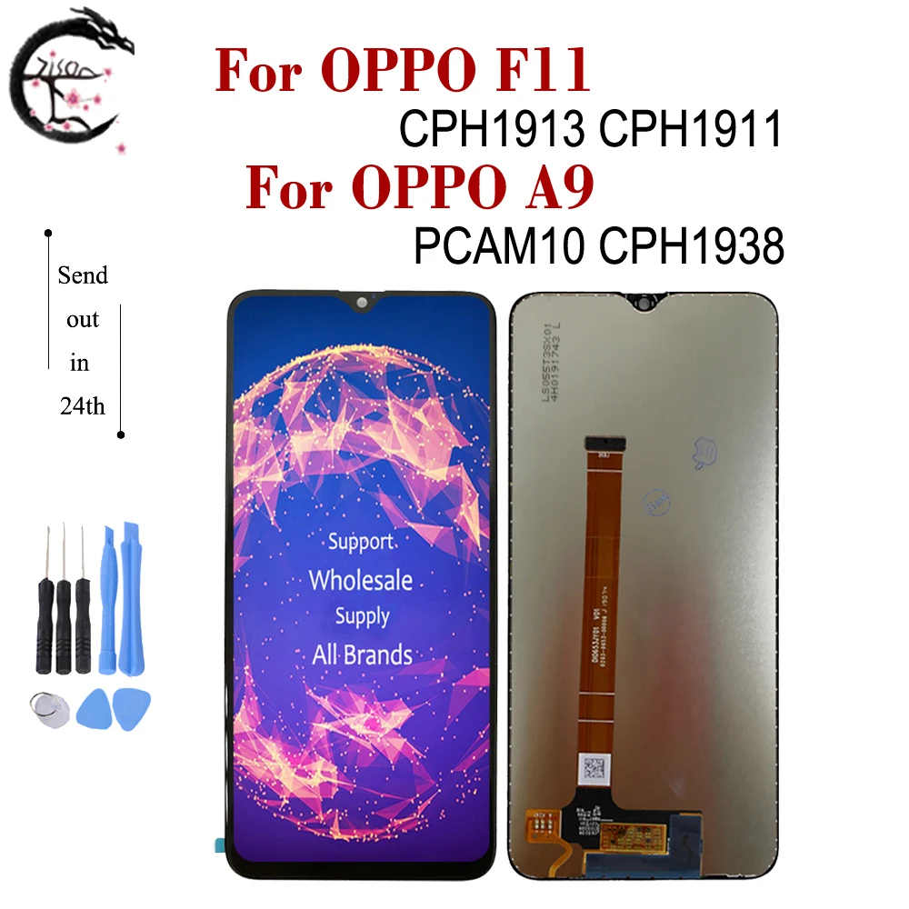 ЖК-дисплей 6,53 дюйма с рамкой для OPPO F11 CPH1913 CPH1911, ЖК-дисплей A9 A9X PCAM10 cph384, сенсорный экран, дигитайзер в сборе, замена