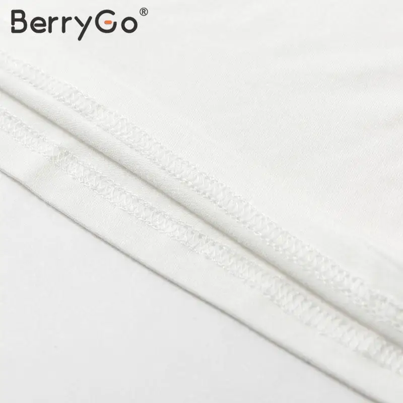 BerryGo сексуальный белый укороченный топ с открытыми плечами рубашка для женщин