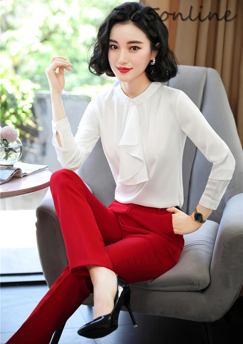 Женский брючный костюм формальная форма из 2 предметов брюки и топы для офиса