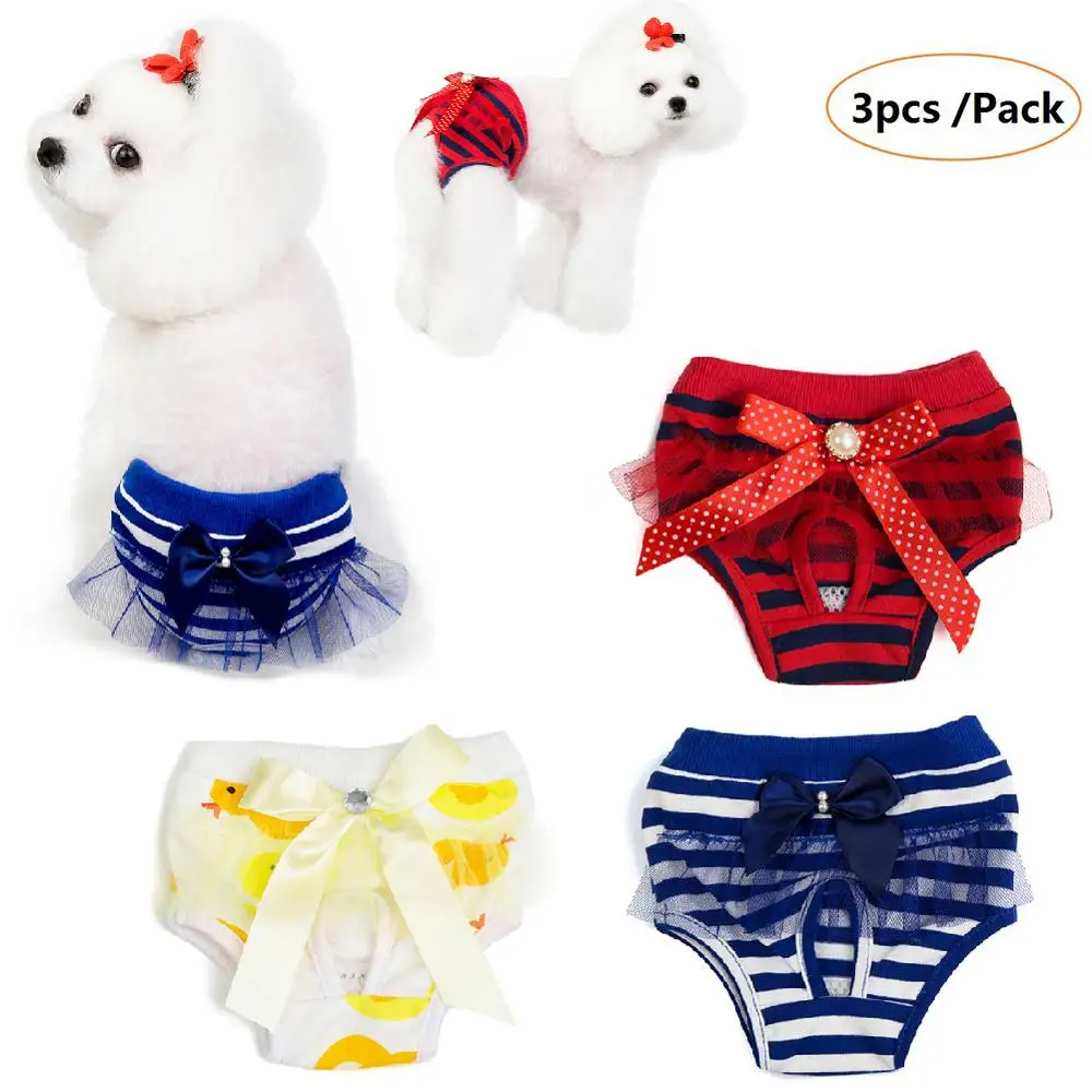 

3 шт., женские хлопковые подгузники для собак