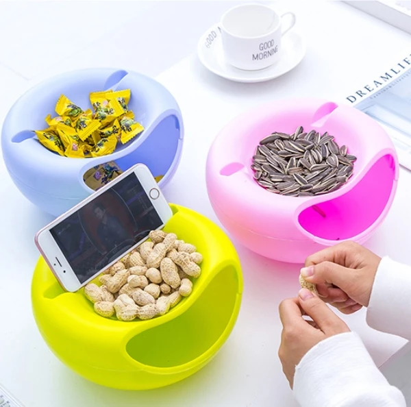 Коробка для закусок конфет пластиковый бытовой съемный двойной слой ленивый