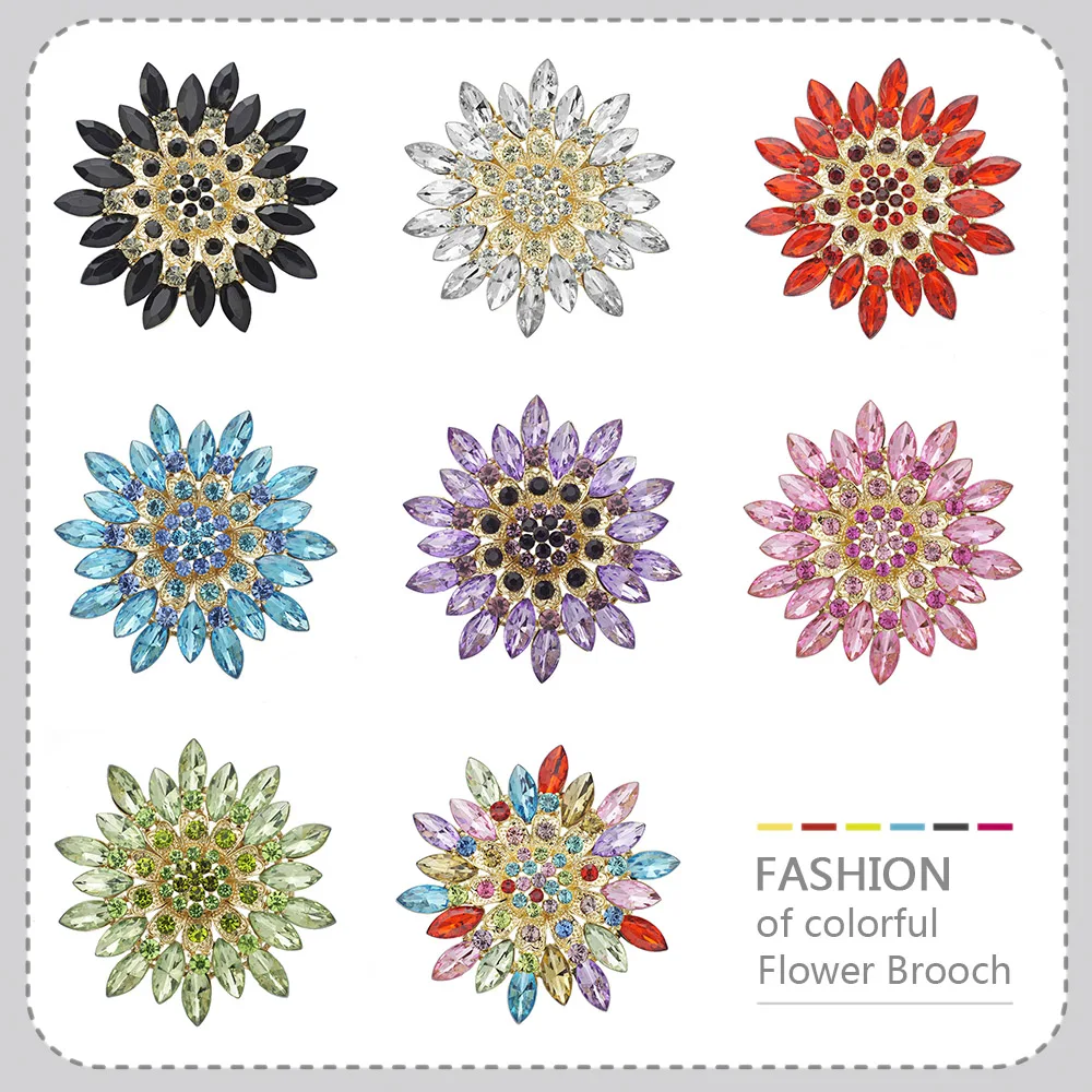 Модная брошь в виде цветка с кристаллами булавка аксессуары для одежды