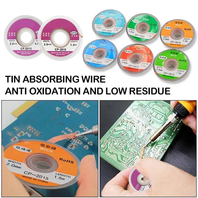 

1.5mm 2mm 3.5mm Solder Wire Desoldering Braid Welding Solder Remover Wick Wire Lead Cord Flux Repair Tool