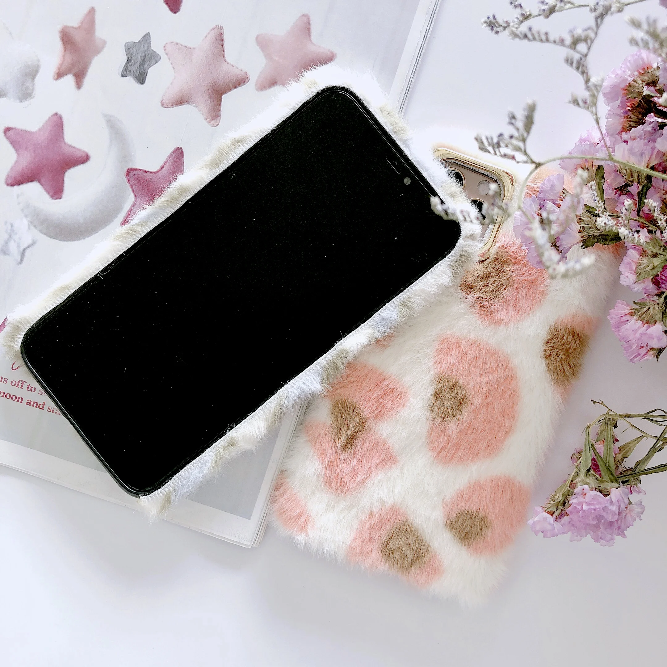 Чехол для iPhone11 Pro Max XS XR X плюшевый зимний теплый чехол с леопардовым принтом