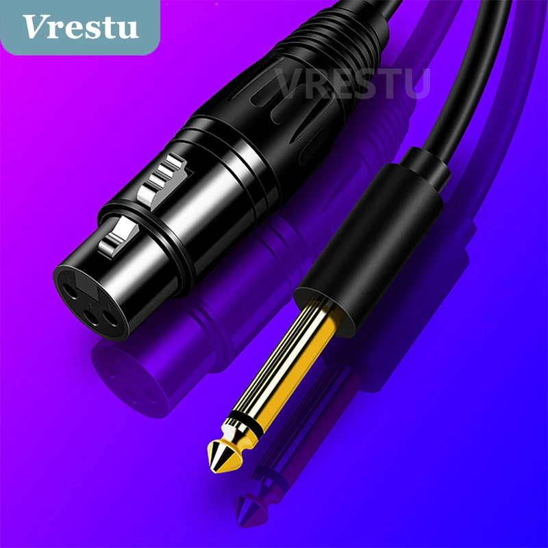 

XLR to Jack 6.5 mm Microphone Cable Mic Lead Aux Cable TRS 6.35 mm Male to XLR Female Mic Cord for Guitar Mixer Stereo Amplifier