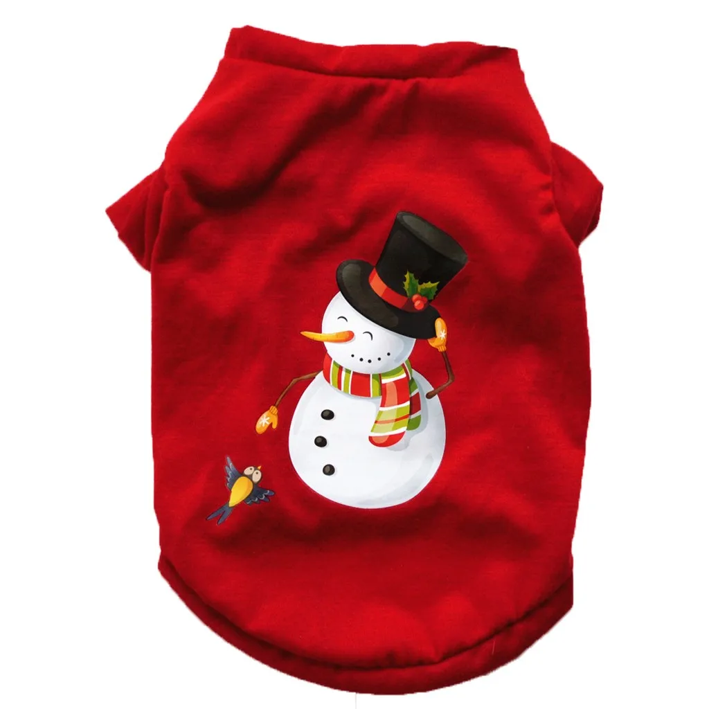 Зимняя одежда с рождественским принтом для домашних собак топ длинными рукавами