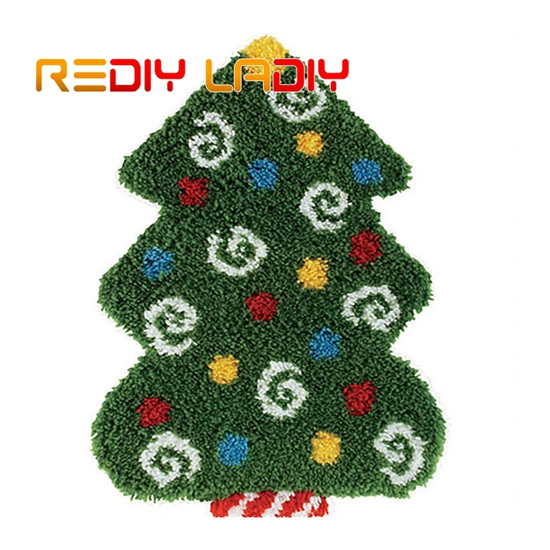 Latch Hook Rug Kits Crocheting Carpet Christmas Tree Acrylic Yarn Pre-Printed Canvas Cushion Mat Crochet Tapestry Sofa Decor | Дом и сад