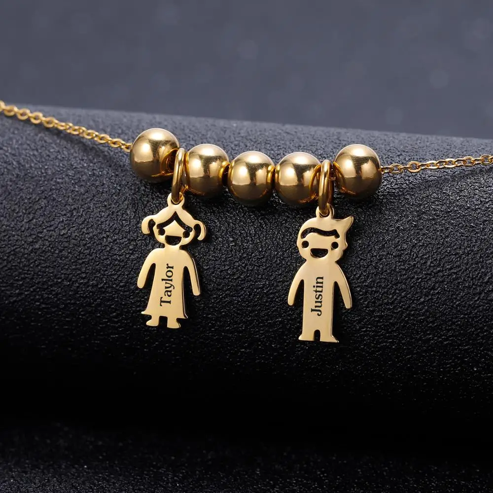 Ожерелье с именами и датой для детей семейная бижутерия персонализированная