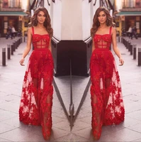 red spaghetti bearers top one line prom dresses 2020 clothing applique earned floor lengths formal party evening gowns robe de