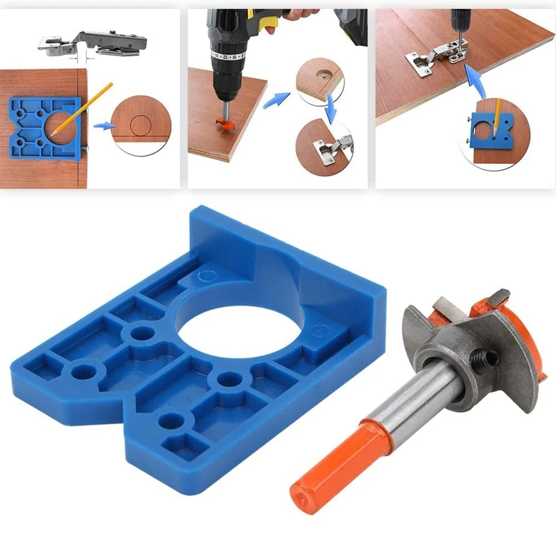 

4Pc 35mm Cabinet Hinge Jig Drilling Installation Wood Hole Saw Drill Locator Guide Template Positioner Woodworking Tools