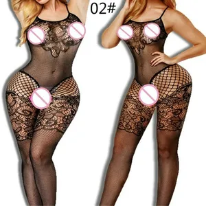 Женское нижнее белье с открытой промежностью, черное боди, размера плюс