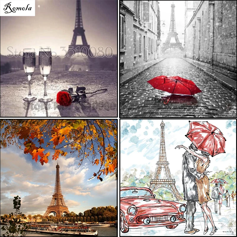 5D DIY алмазные картины Парижская башня полностью квадратная/круглая вышивка 3D