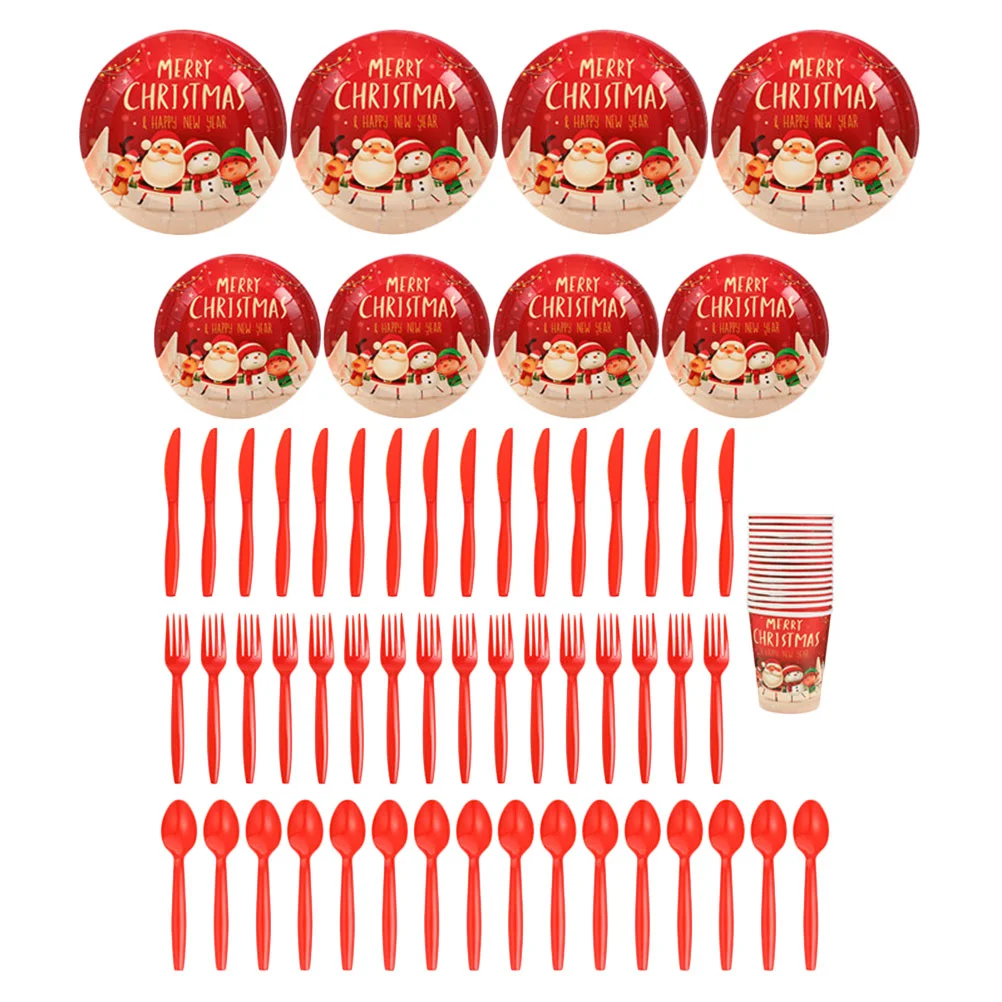 

1 Set Disposable Flatware Christmas Themed Delicate Cutlery Tableware for Party