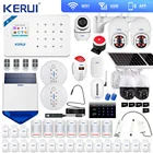 Беспроводной комплект домашней сигнализации Kerui W18, Wi-Fi GSM, управление через приложение, охранная система, Солнечная камера 3 Мп, наружная камера, датчик дыма