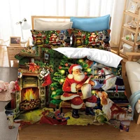 santa claus and dog 3d print comforter bedding set merry christmas gift queen twin single size duvet cover set pillowcase luxury