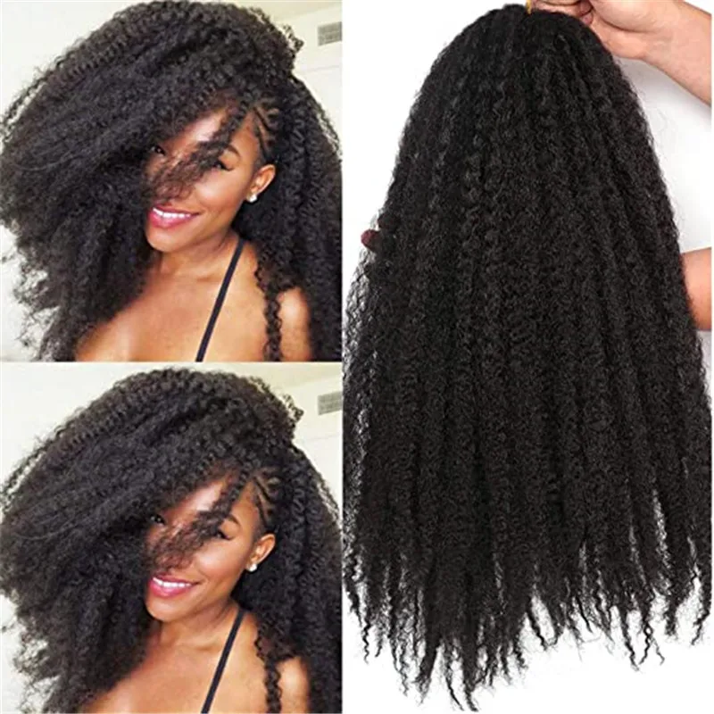 

Kong&Li 18inch Marley Crochet Braids Hair Pure Color Afro Kinky Synthetic Braiding Hair Crochet Braids Hair Extensions for Women