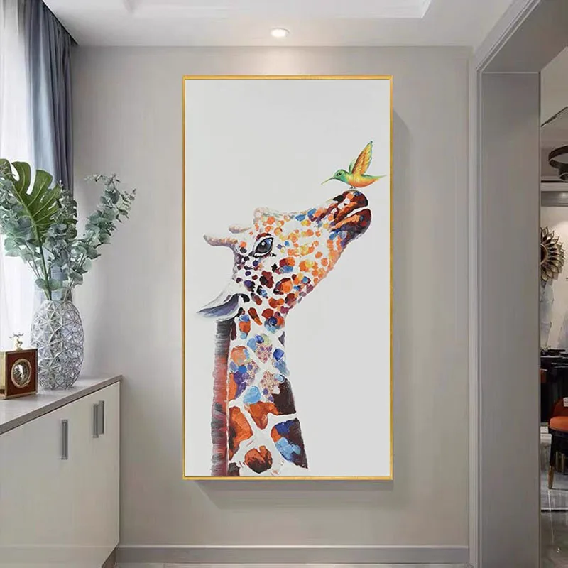 

Милые и красочные Жирафы с граффити, картины маслом на холсте, плакаты, настенные картины для гостиной, прихожей, домашний декор