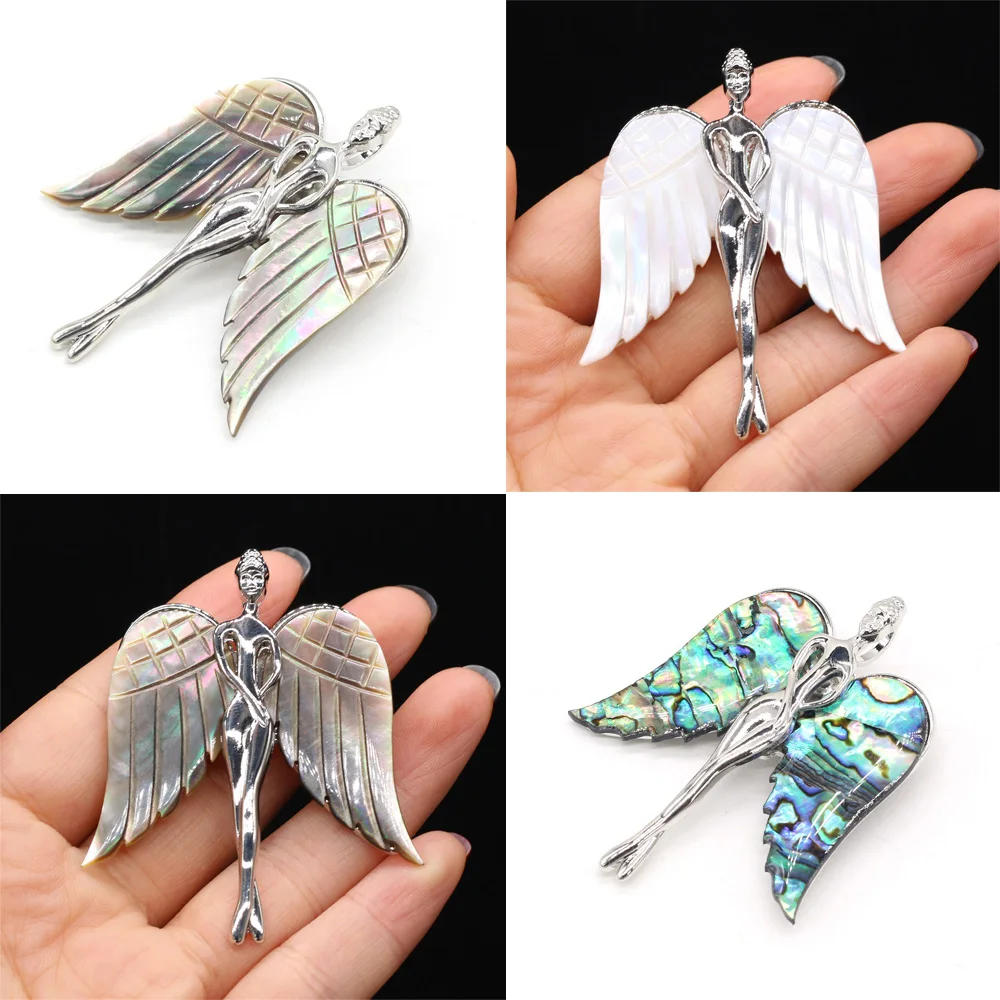 

Natural Shell Angel Design Brooches Silver Abalone Alloy Pins Brooch 3 Style Available for Girl's Party Dress Coat Pins Gifts