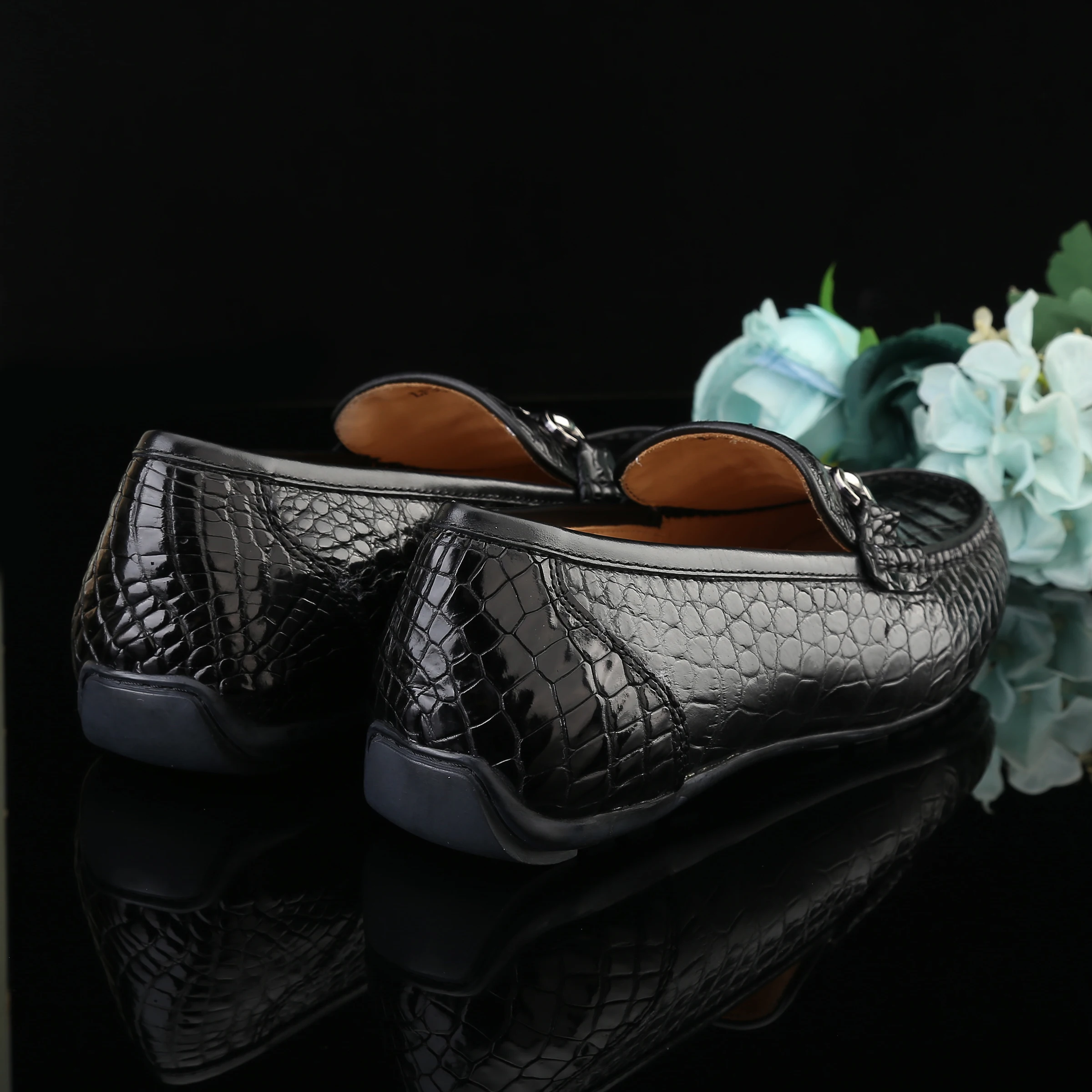 100% Genuine crocodile skin leather men fashion shoe soft leisure sneaker with cow lining black colors | Обувь