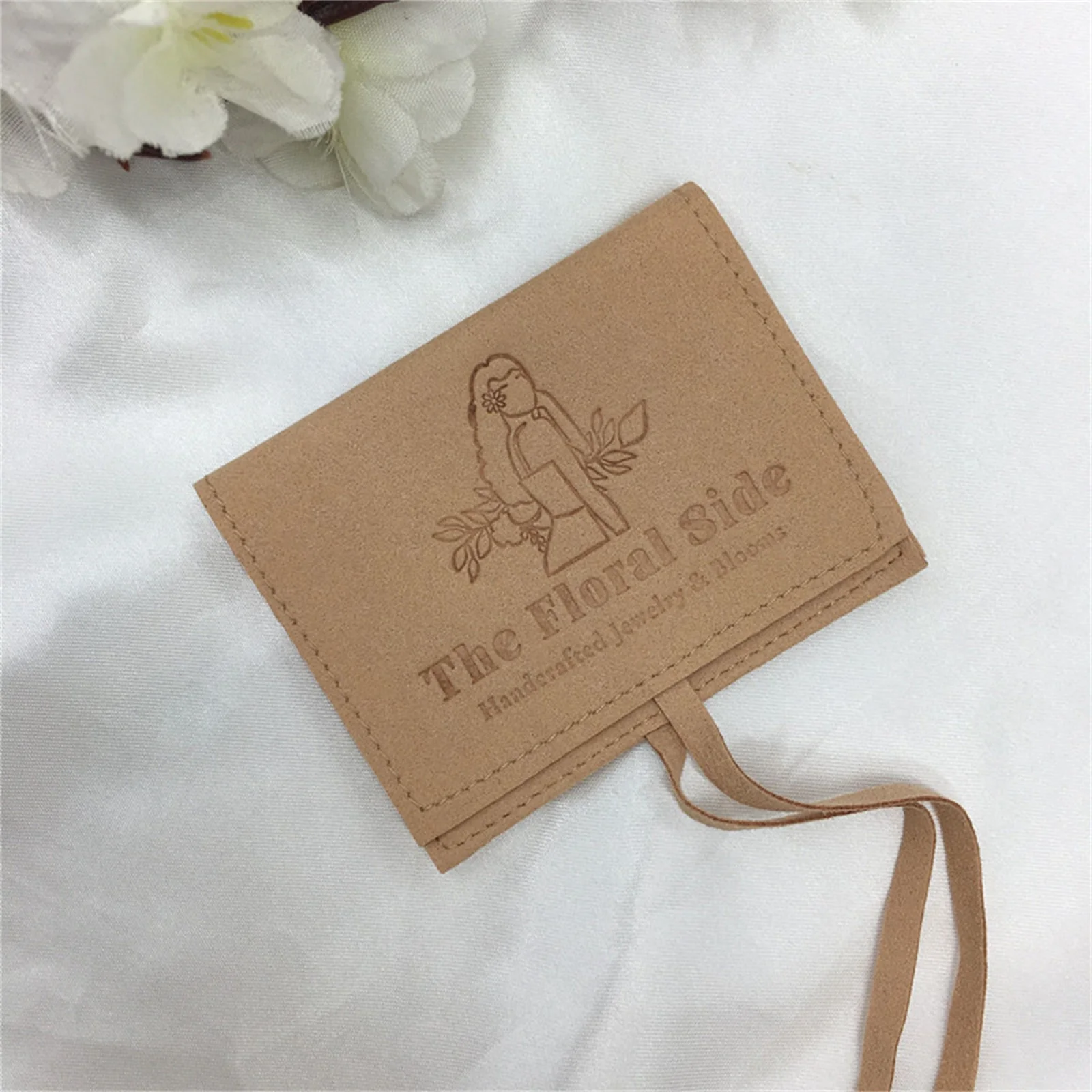 50pcs brown or Khaki personalized jewelry packaging pouch custom logo envelope bag chic small envelope pouch mirofiber pouch bag