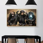 Ahpaint Настенная картина с животными обезьянка на холсте постер три забавных орангутана Настенная картина для домашнего декора без рамки
