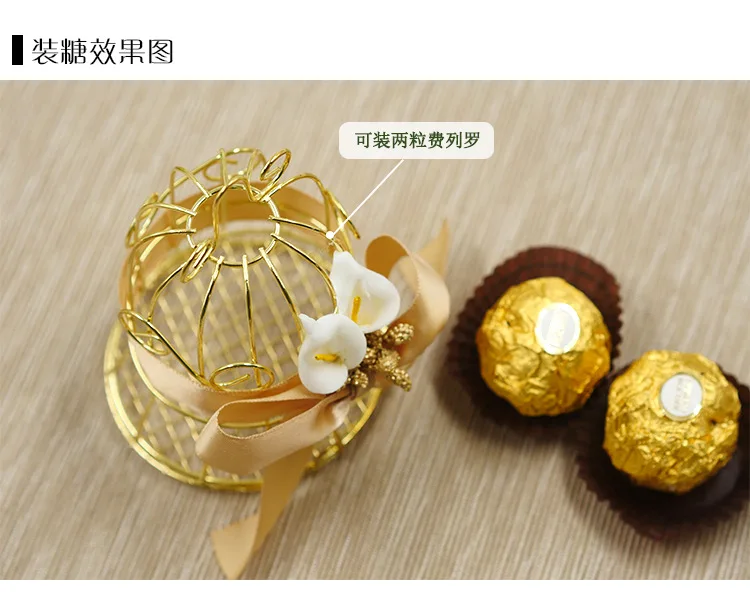 100 шт./лот уникальный дизайн золотая металлическая птичьи клетки коробка для