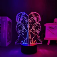 anime 3d lamp re zero starting life in another world rem and ram anime room decor gift to girlfriend bedroom decoration anmit