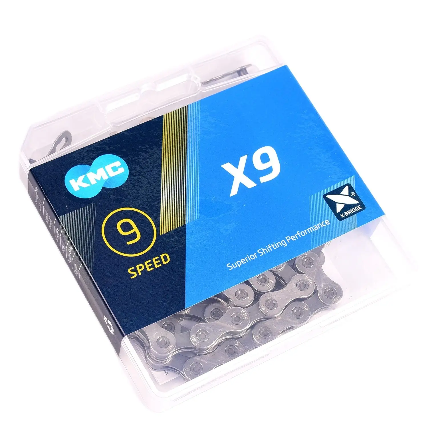 Цепь для горного и шоссейного велосипеда KMC x9 X9.93 серебристая/серая 116L 9/18/27 дюймов