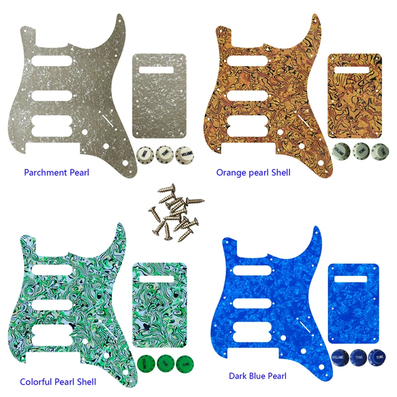 

Guitar Pickguard -For US 11 Screw Holes SSH Strat With Tremolo Bridge Player Humbucker Scratch Plate & Back Plate & Control Knob