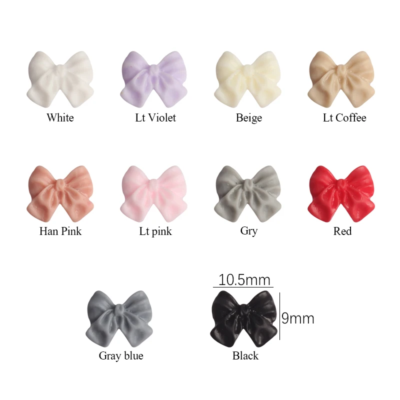 

Hot Sale 9.5x11mm French Personality Fashion Bow knot Resin Nail Art Decorations Rhinestones 3D Mix Colors DIY Manicure Art Acc