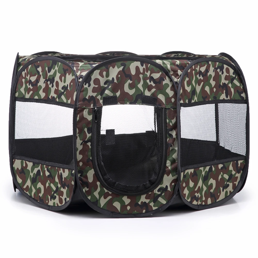 Camouflage Portable Foldable Pet Tent Playpen Cat Dogs Breathable Crate House Puppy Cage Fence Dog | Дом и сад